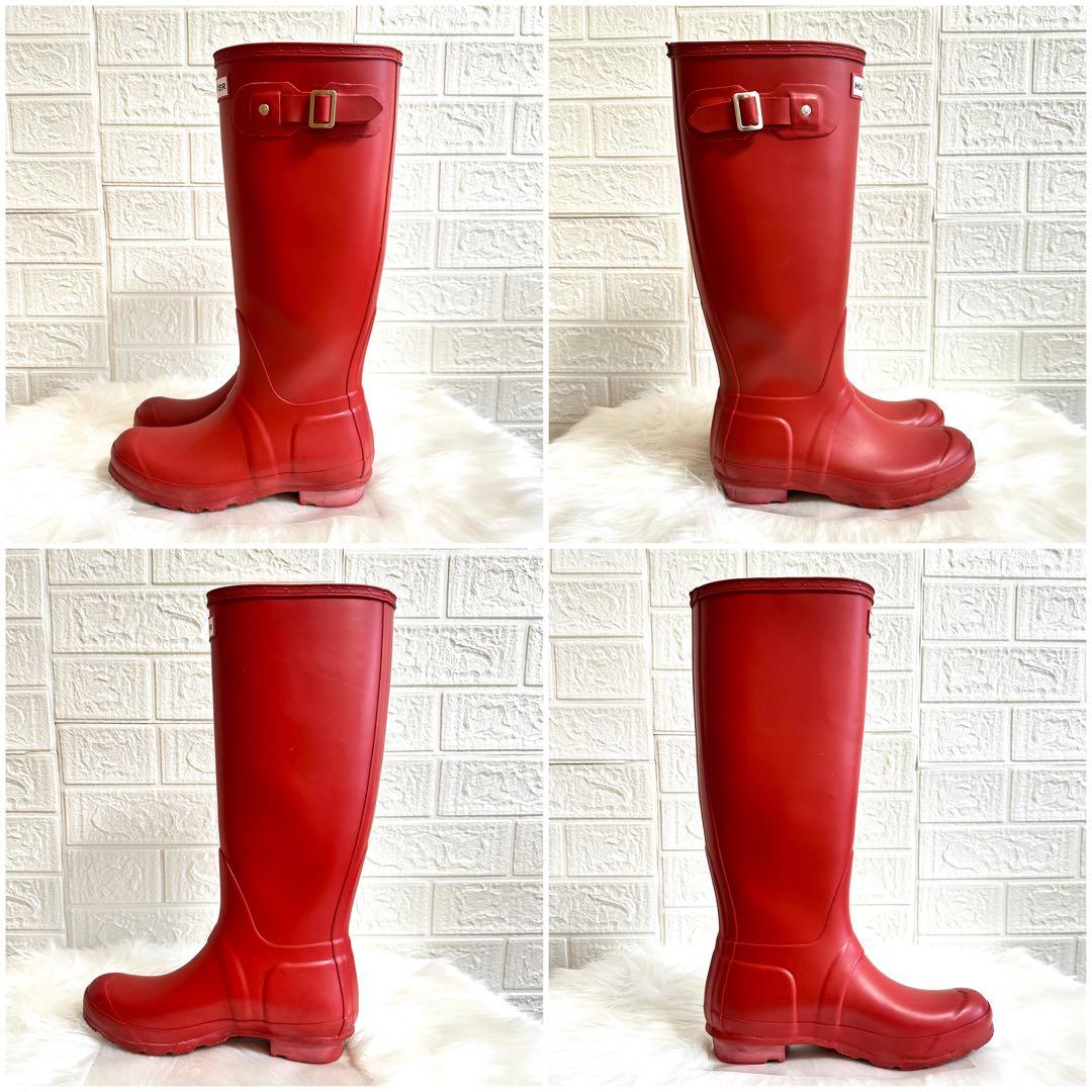極美品✨HUNTER ハンター レインブーツ ロング 長靴 オリジナルトール 赤