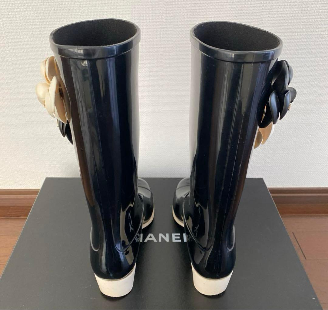 シャネル CHANEL 長靴 カメリア ブーツ　35 美品