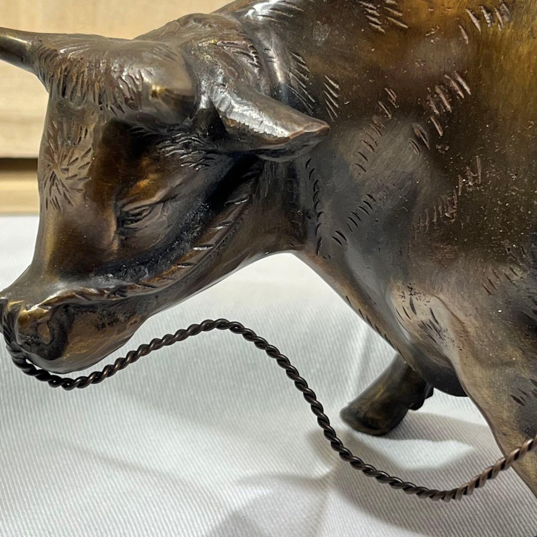 青銅製 置物 立牛童子 高岡伝統工芸士 瑞峰作 十牛図 騎牛帰家