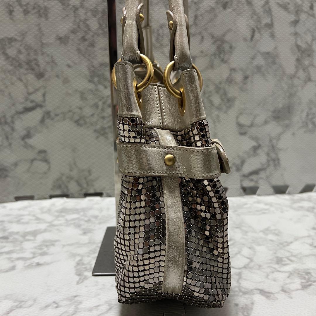 激レア✨ジミーチュウ メタリック メッシュ ハンドバッグ レザー ゴールド