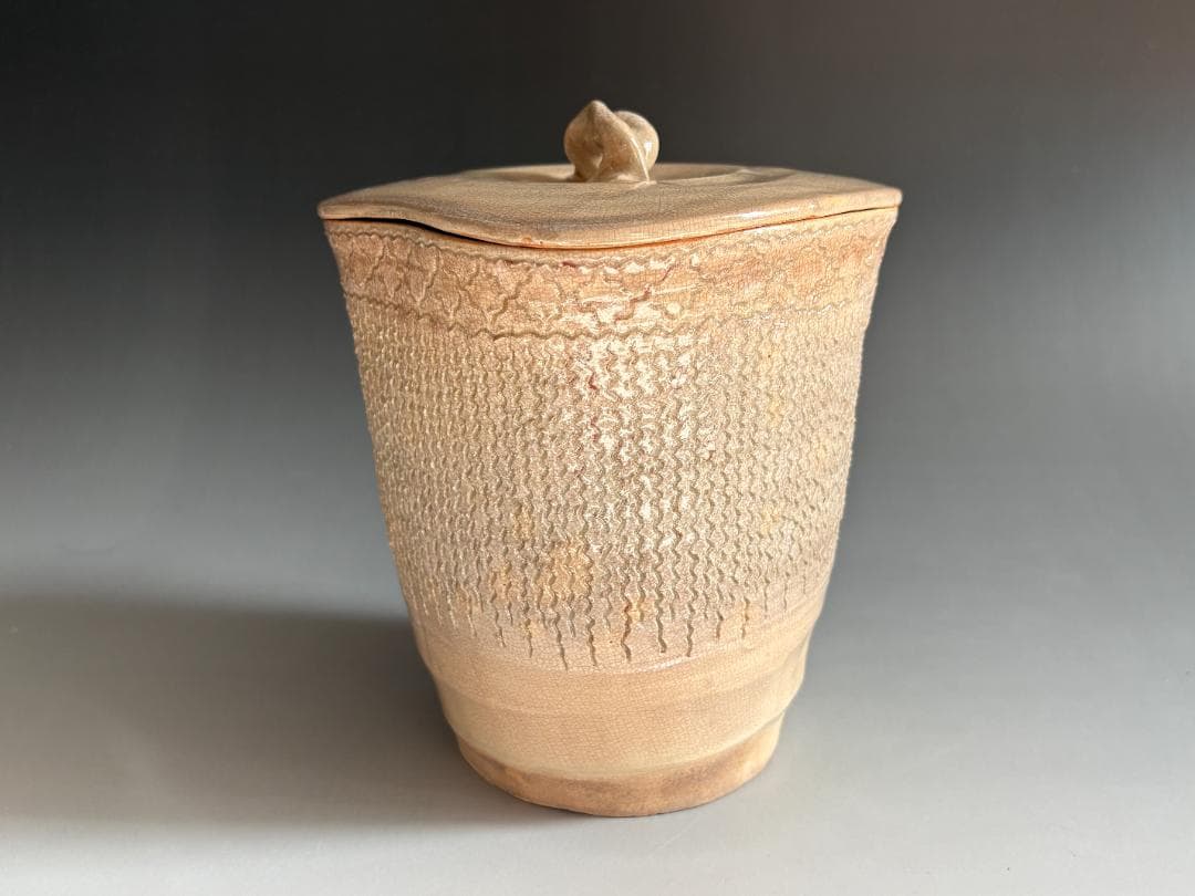 10代坂高麗左衛門　萩焼　縄暖簾　水指　茶道具