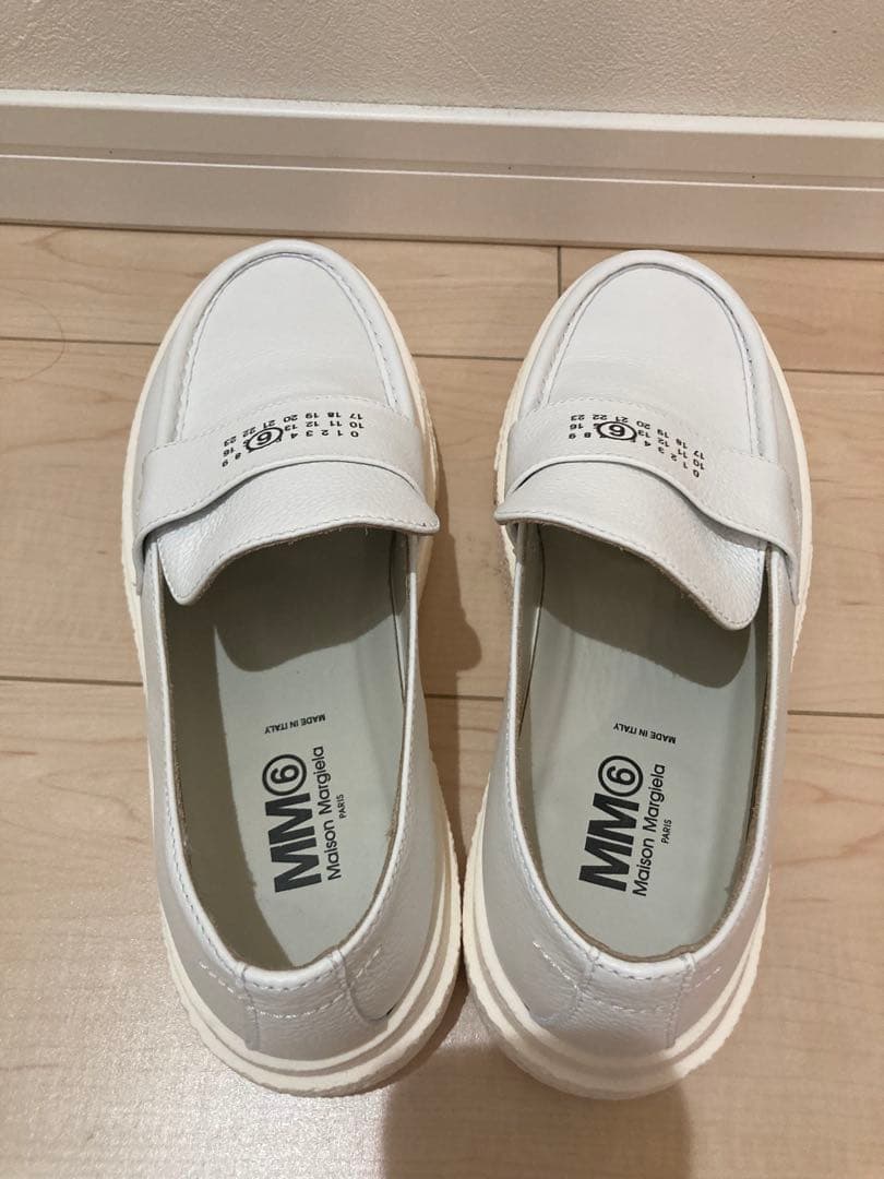 【新品未使用】MM6 ホワイト厚底ローファー40
