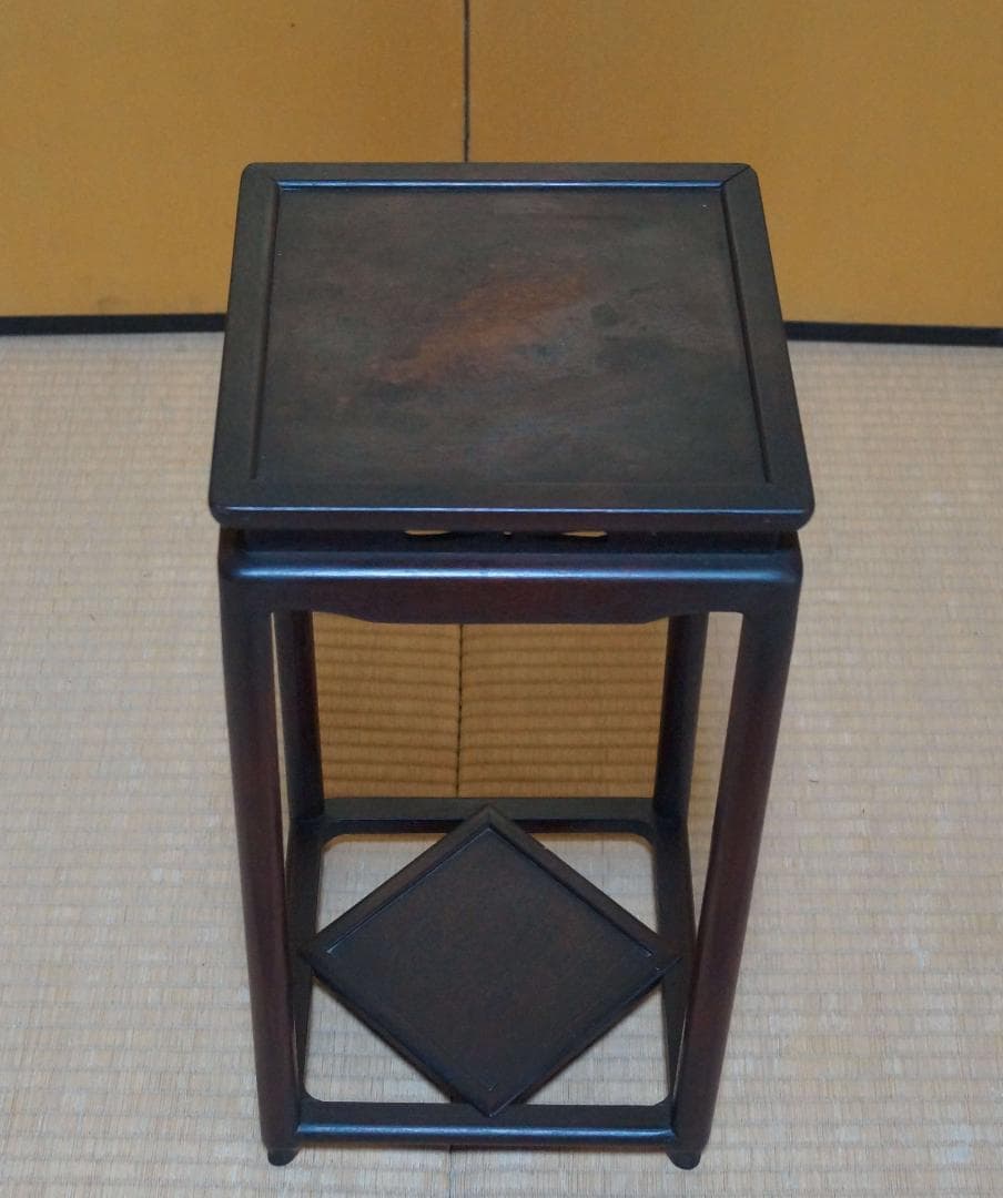 古唐木紫檀製 高足花台 盆栽台 香炉台 飾り台 高48cm 華道具 茶道具時代物