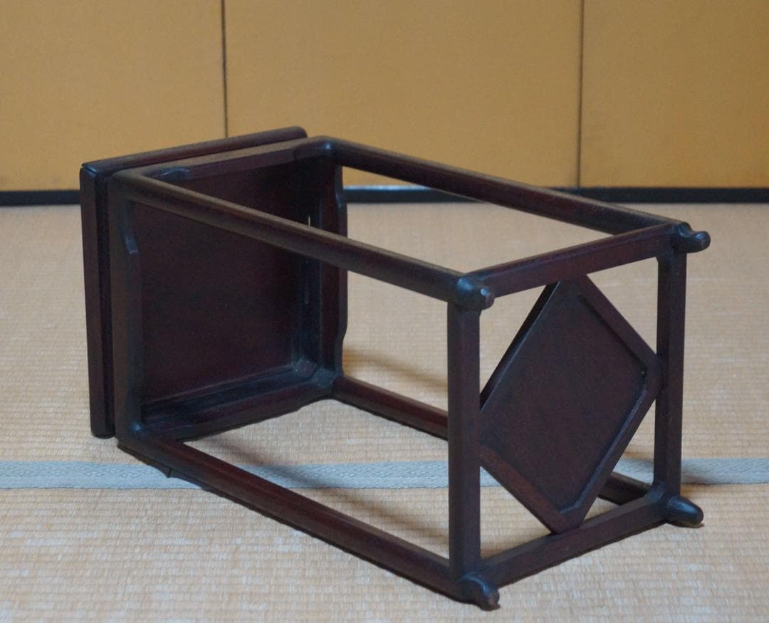 古唐木紫檀製 高足花台 盆栽台 香炉台 飾り台 高48cm 華道具 茶道具時代物