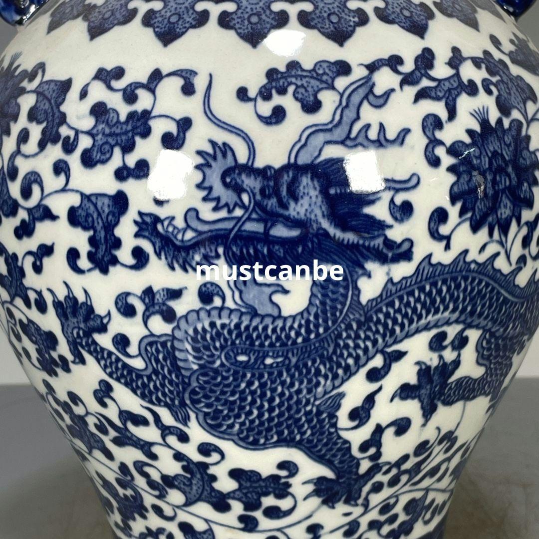 清乾隆鯖竜紋両耳花瓶 景徳鎮 陶磁器 装飾品 現代工芸品 美術品 置物