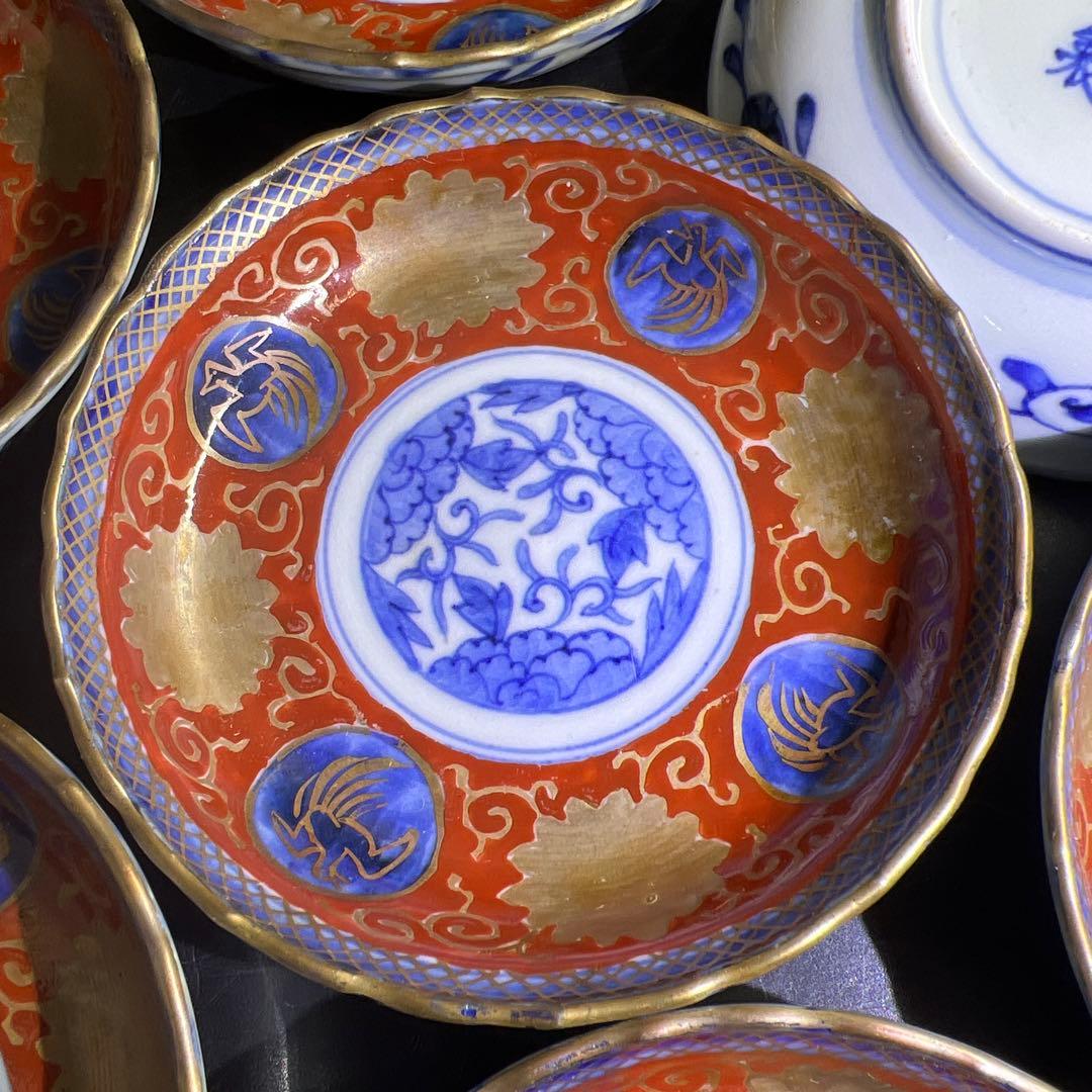 古伊万里　上手赤絵小皿20枚　木箱付　約10.5㎝　東Y8-0116☆2Fトトサ