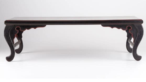 江戸明治期の黒漆塗段紋入平卓 寺院仏具 仏教美術 香炉台 花台春日卓古伊万里盆栽