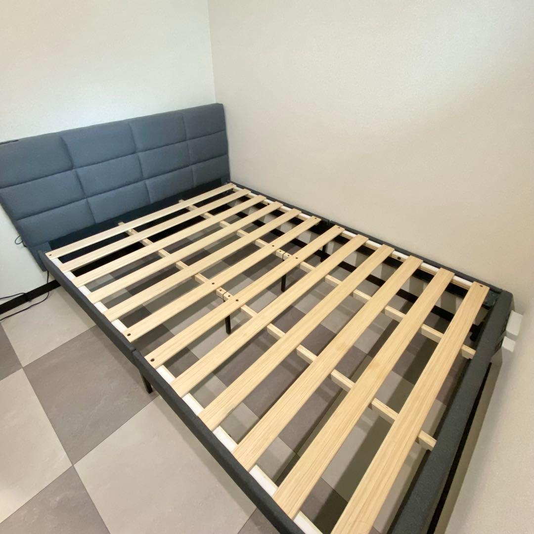 ダブルベッド ファブリックベッド コンセント付