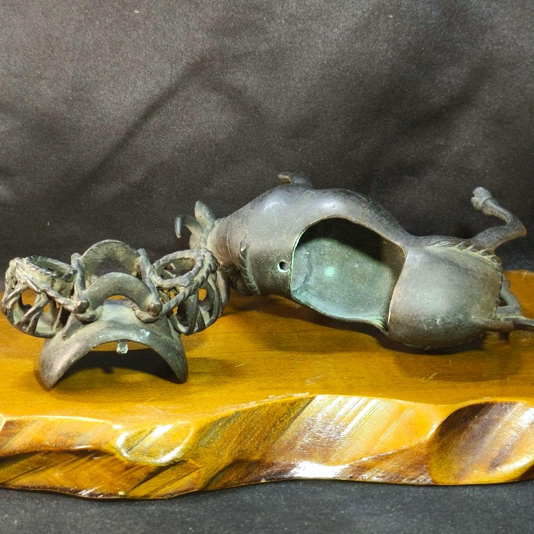 茶道具 唐金 水牛香炉 中国骨董 置物 古美術 旧家蔵出し コレクター放出 桐箱