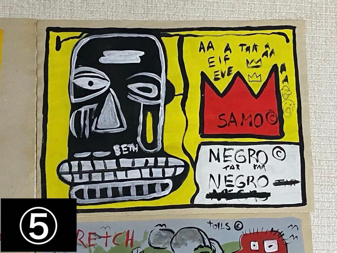 【まとめ売り6枚】模写 肉筆 サインあり ジャン・ミシェル・バスキア 油彩