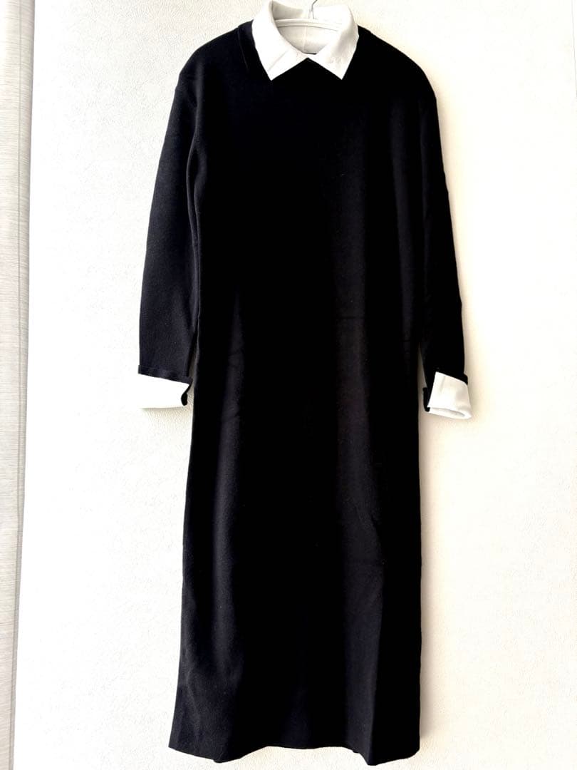 ROOM NO.8 BLACK / ニードル バイカラー カフス ドレス