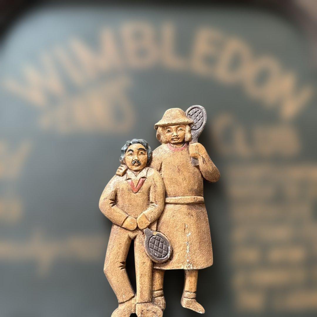 ウィンブルドン テニス 1922年 木製彫刻　アンテック　テニス大会　入手困難