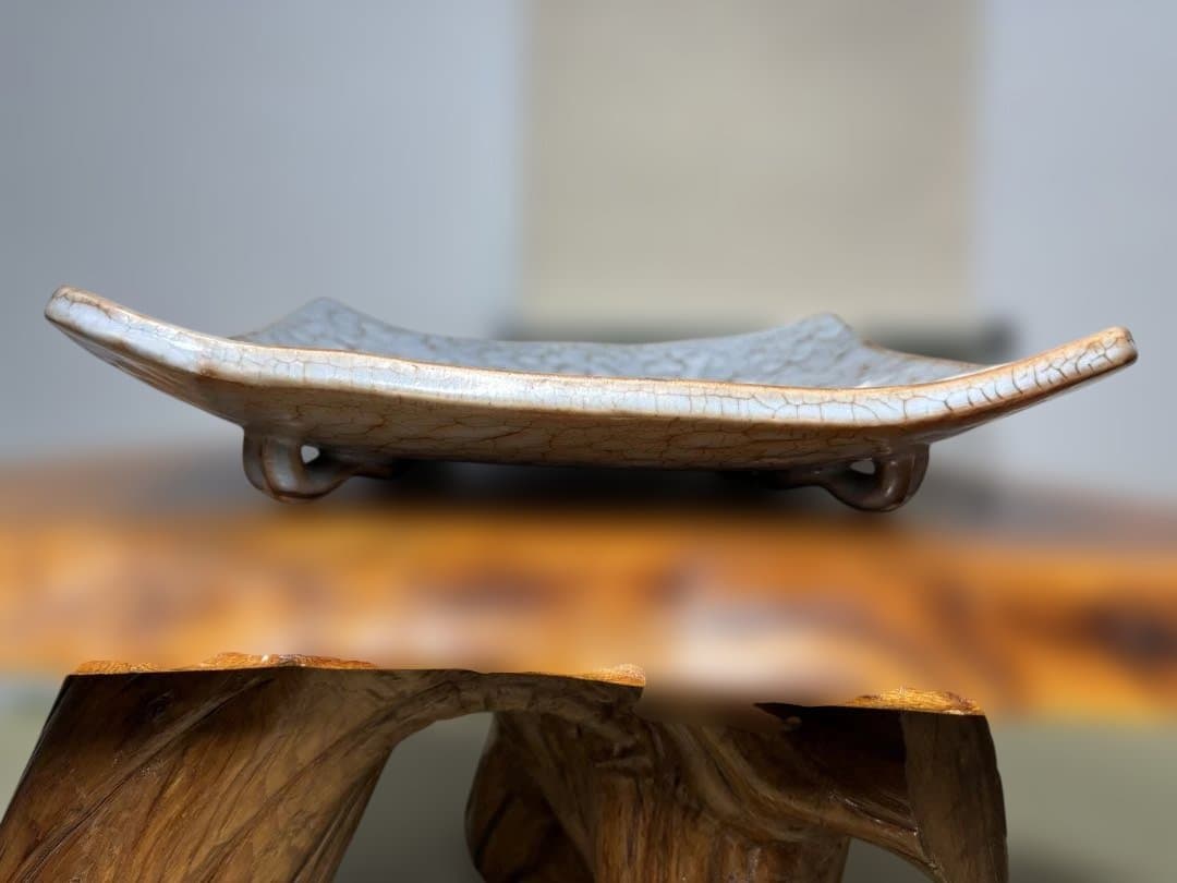 未使用 四方皿 志野 佐藤康元 貫入