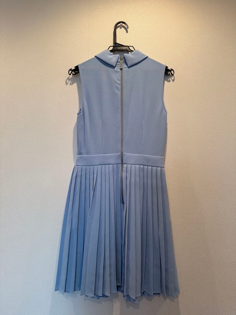TED BAKER テッドベイカー 襟付き リボン プリーツ ワンピース ブルー