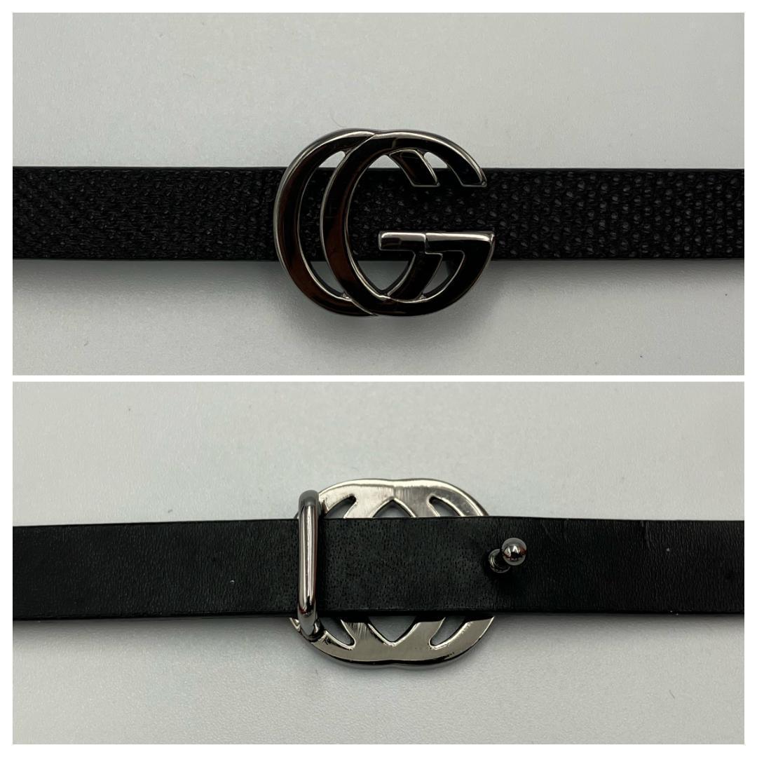 GUCCI GGマーモント レザー シルバー金具 ベルト 表記サイズ 75・30