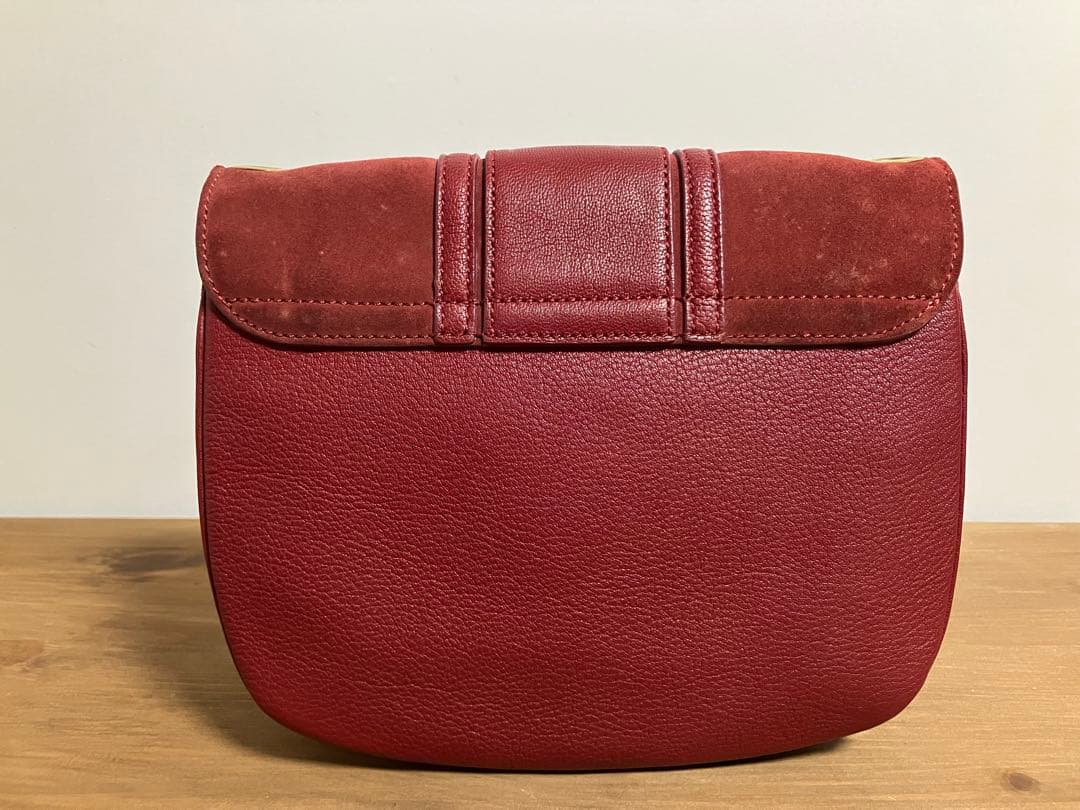 レザー スエード ショルダーバッグ 赤