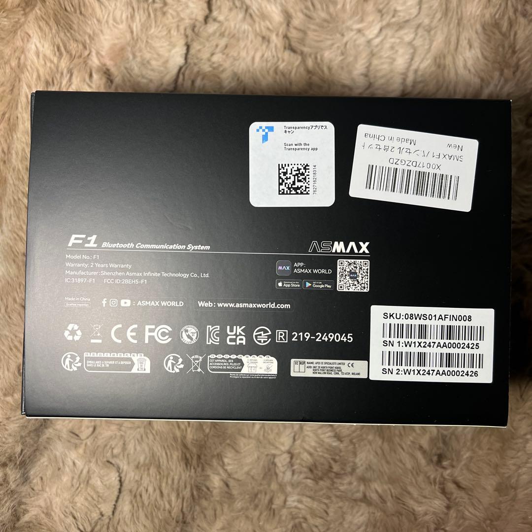 ASMAX F1 バイク用インカム 日本語音声制御　IP67防水 2台セット