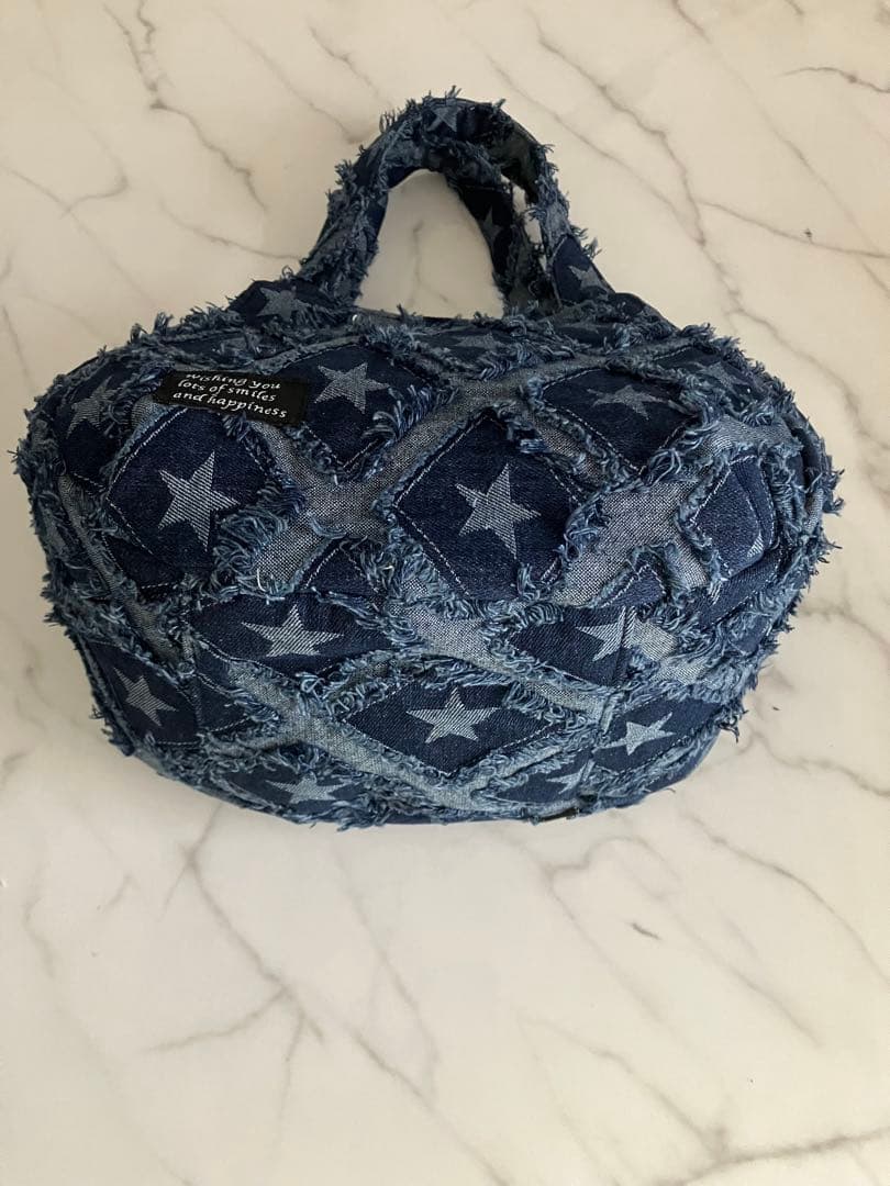 877 LaLa☆　星柄デニムリメイクバック　ハンドメイド　 2点