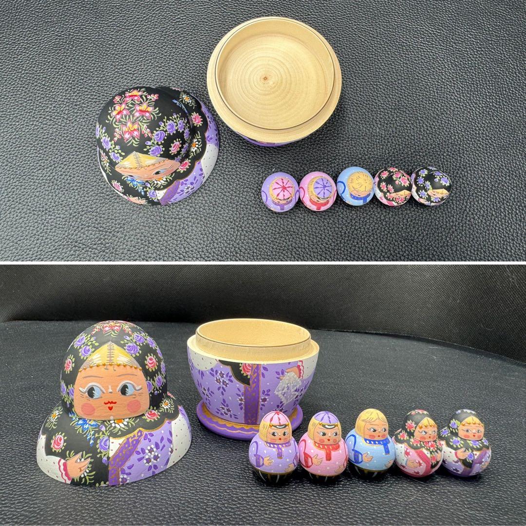 セール❗️ロシア　オリガ　ミッチィナ、マトリョーシカ。やや小さなタイプ。紫ボディ。