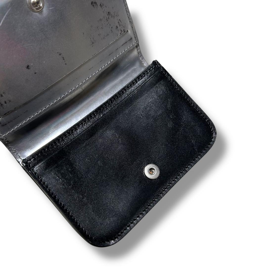 メゾンマルジェラ カードケース 名刺入れ ブラック シルバー ステッチ レザー