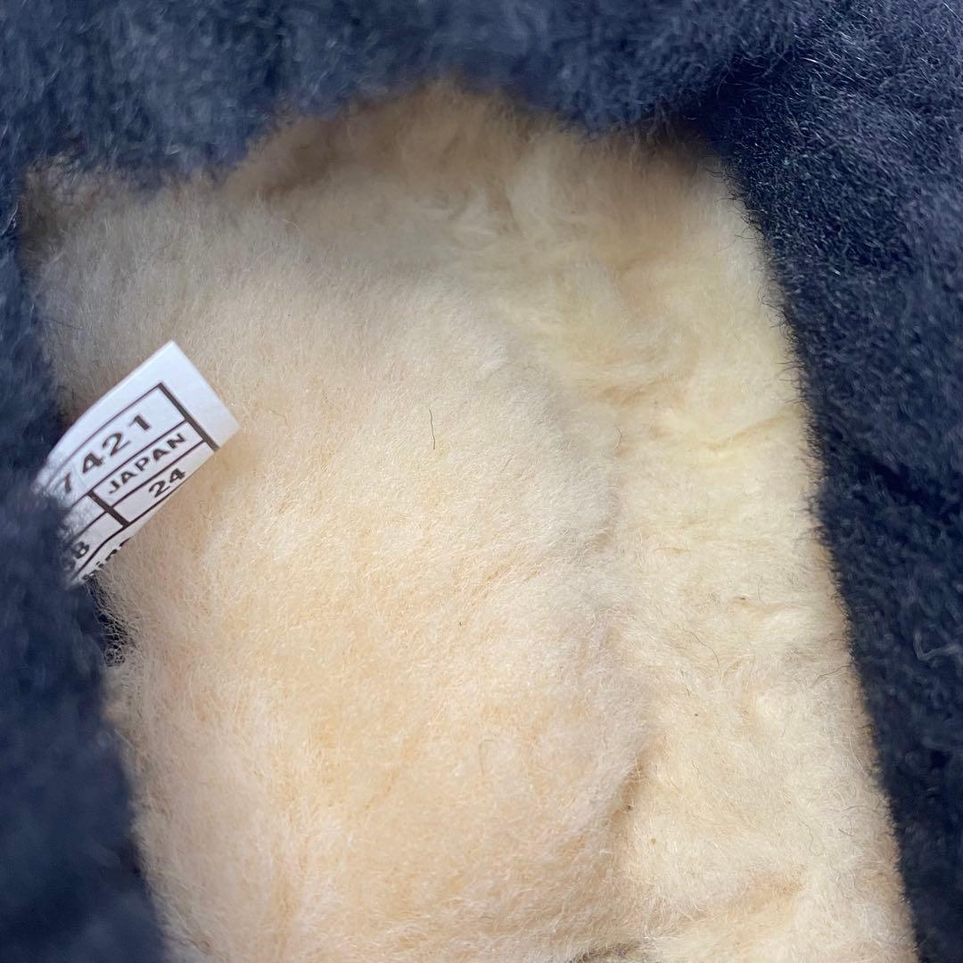 UGG 24.0cm スエード モカシン ブラック グリーン　ボア　スタッズ