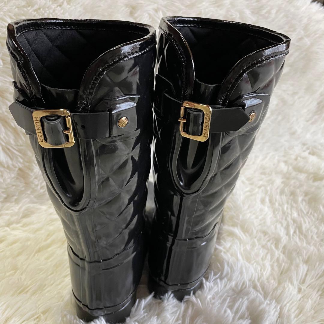【新品、未使用】HUNTERハンター　レインブーツ　長靴　ブラック24.5cm
