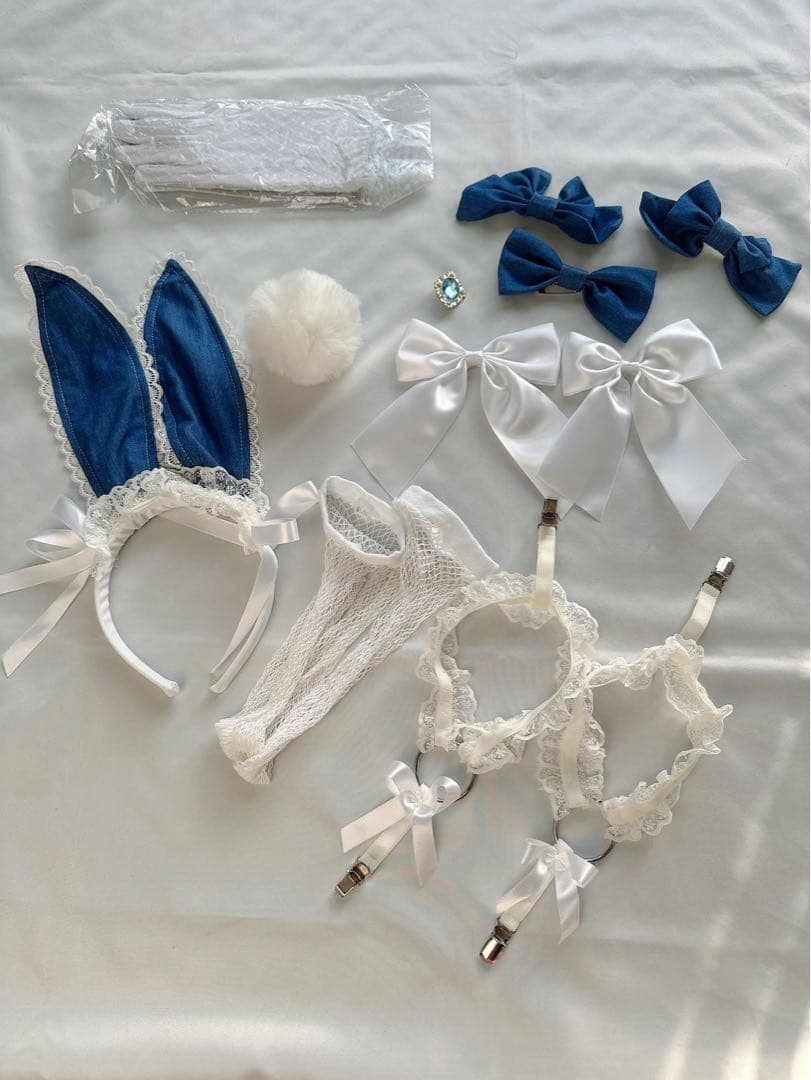 Malymoonマリームーン サイドレースデニムバニーボディスーツ バニーガール