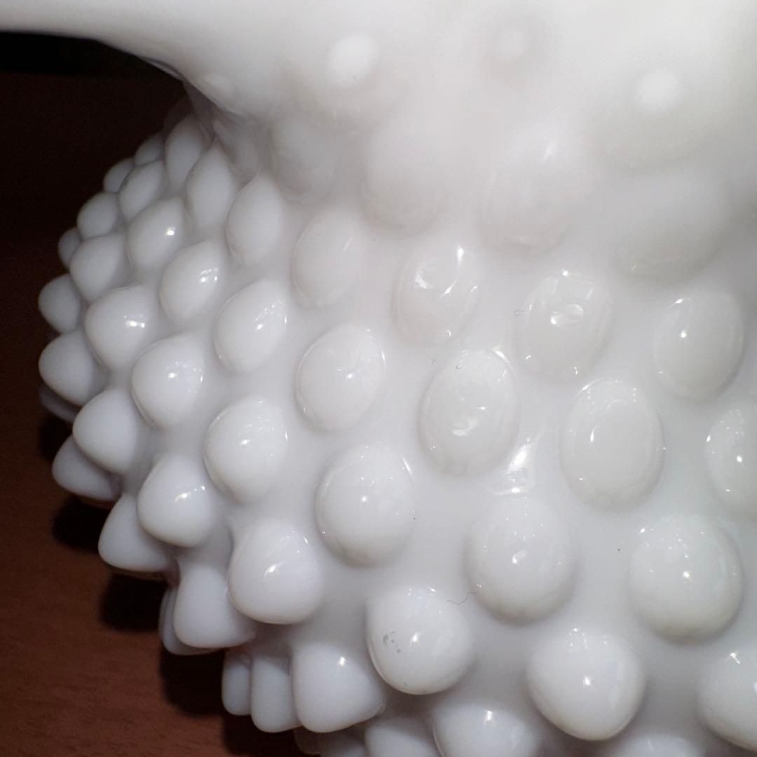 フェントン ミルクガラス ボブネイル ピーチブロウ 13×14cm 極美品