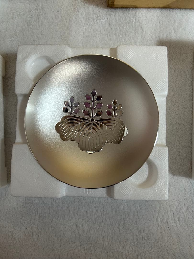 造幣局純銀花模様皿3枚セット 木箱付き