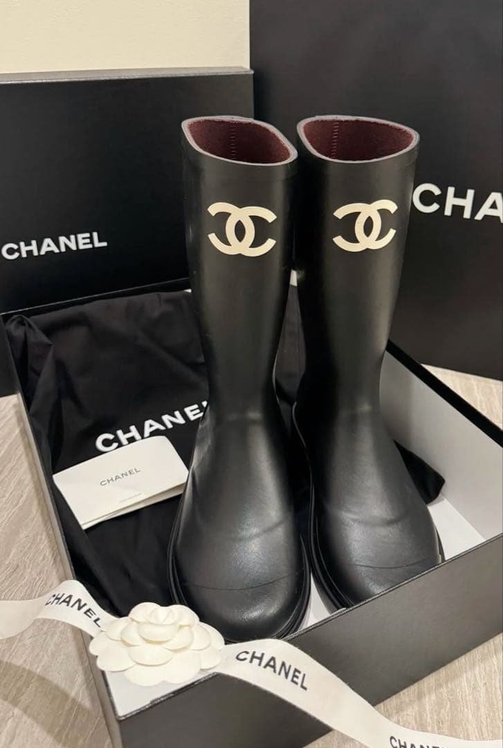 シャネル CHANEL レインブーツ 長靴 入手困難 37