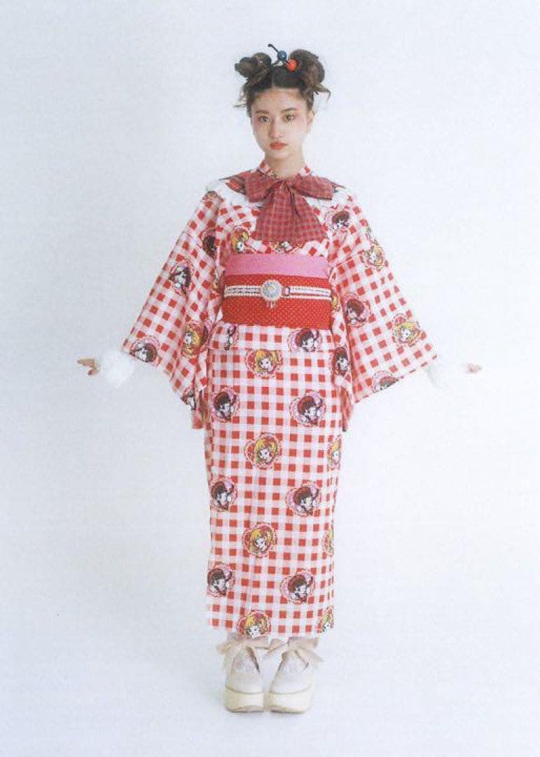 HEIHEIへいへい赤いチェック柄 浴衣