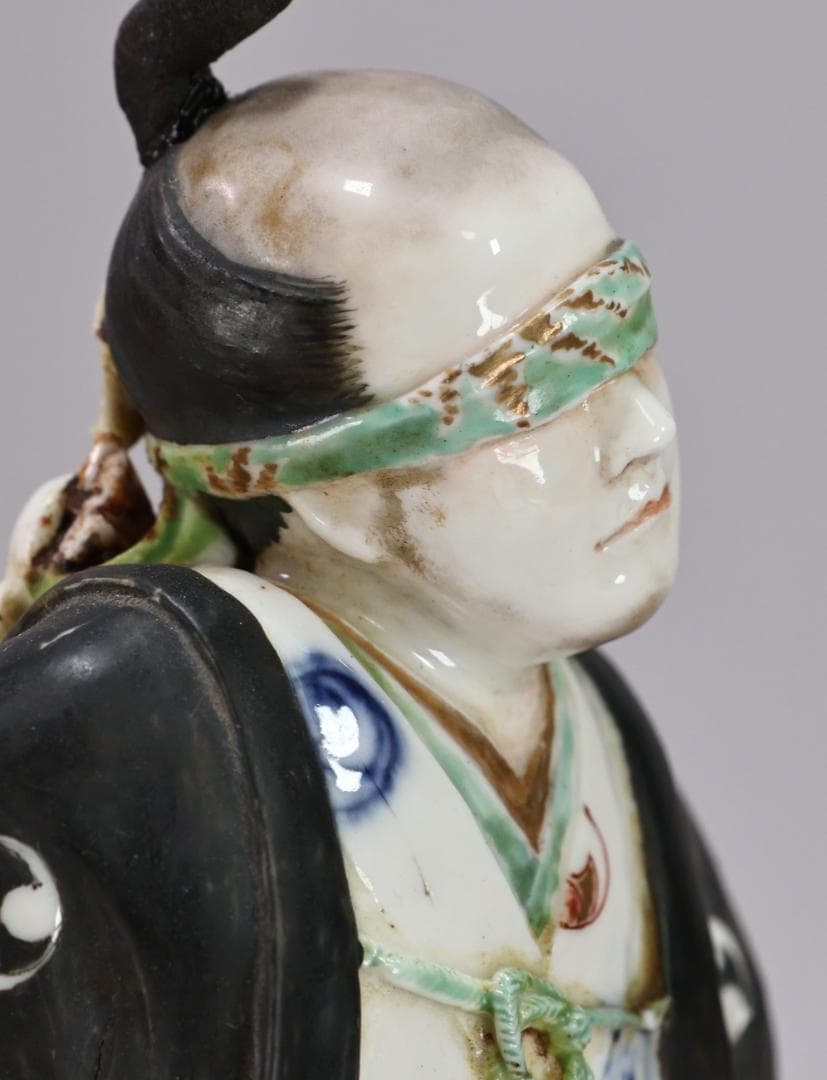 珍品　陶製　人形　「 大石由雄妓遊 」　在銘　置物　大石内蔵助　BK154