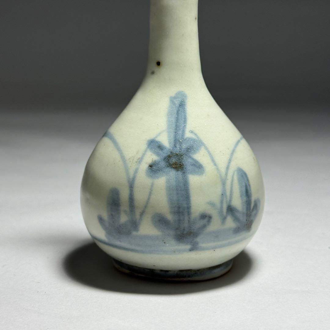 ◆古伊万里 染付草花文 御神酒徳利 一輪挿し 花瓶 江戸時代前期〜中期◆