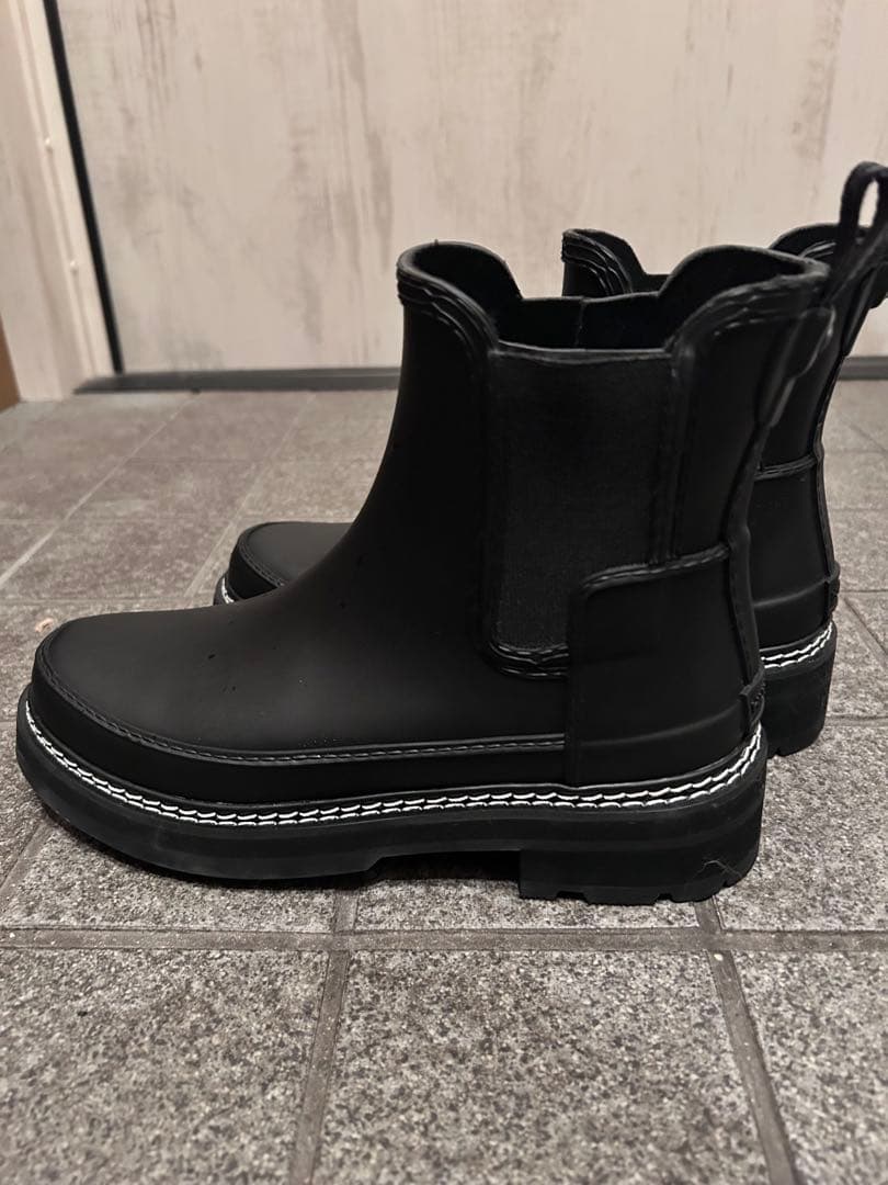 ハンター　レインブーツ チェルシー プラットフォーム 24cm 黒