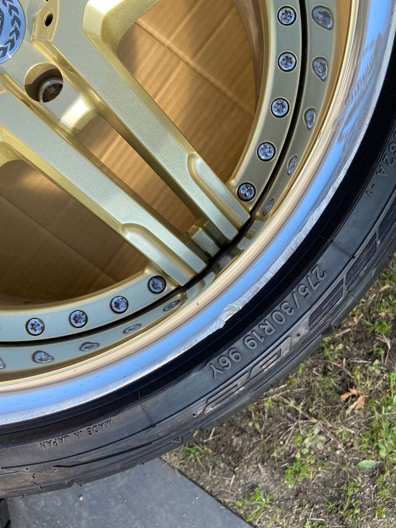 ゴールド 5スポーク ホイールセット 19インチ　ワーク