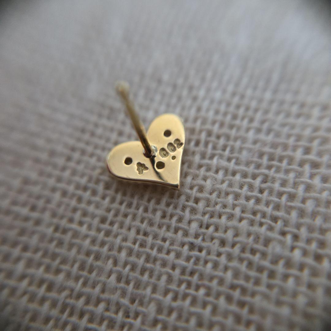 AHKAH K18YG ハート ダイヤ ピアス