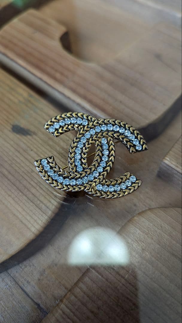 CHANEL ヴィンテージ ココマーク ブローチ ラインストーン