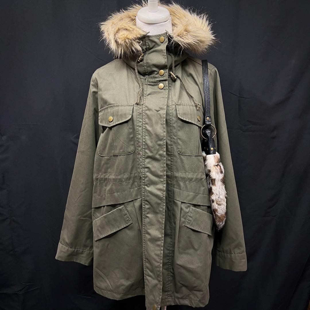 平成ギャル　y2k グランジ　ファー付き　モッズコート　ギミック　ダークコア