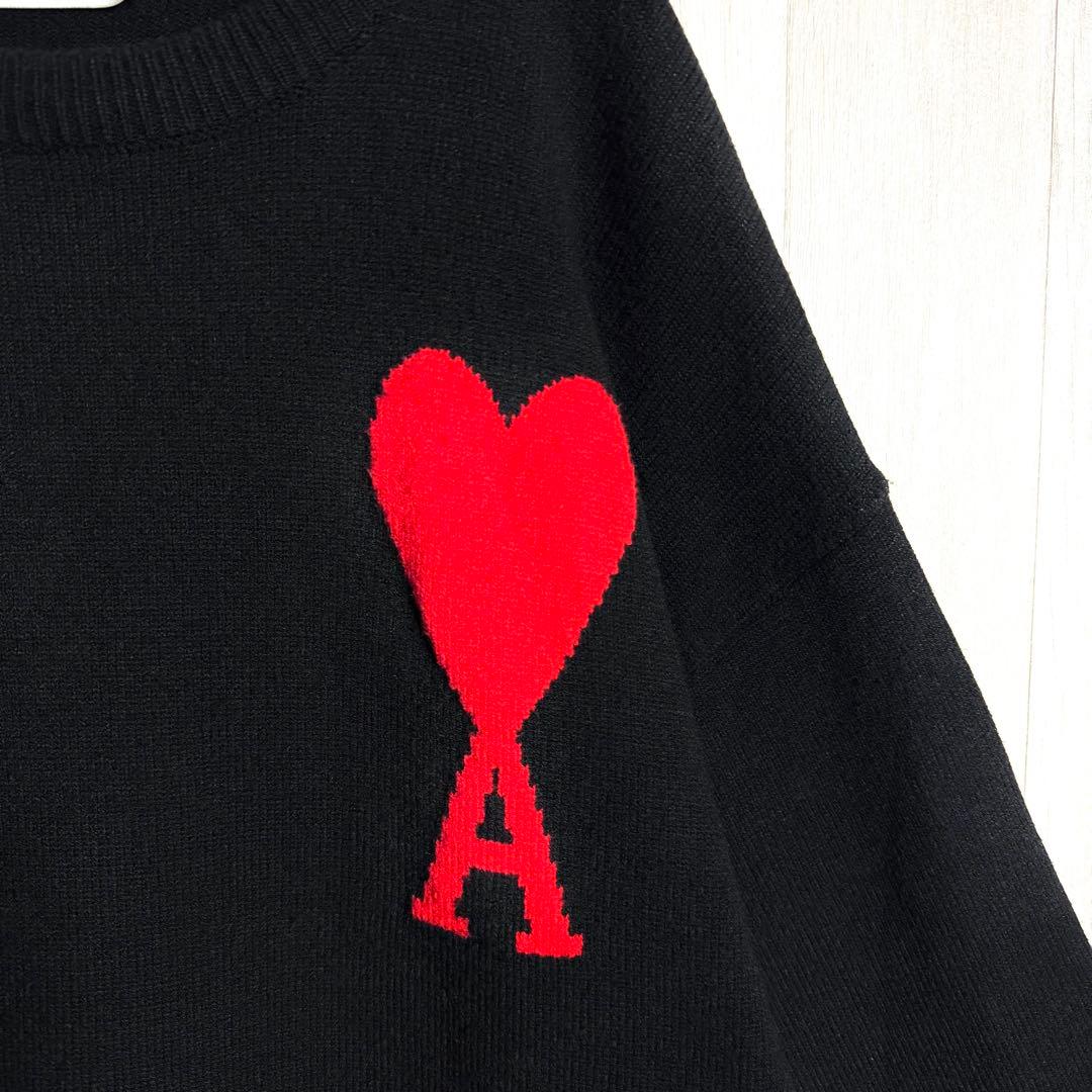 3623【大人気・美品】ポルトガル製 アミ ビッグハートロゴ ニットセーター