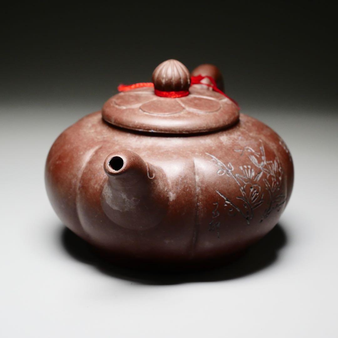 中国煎茶器 沈順娣作 紫砂 六方菱花急須 茶注 作品証明書付