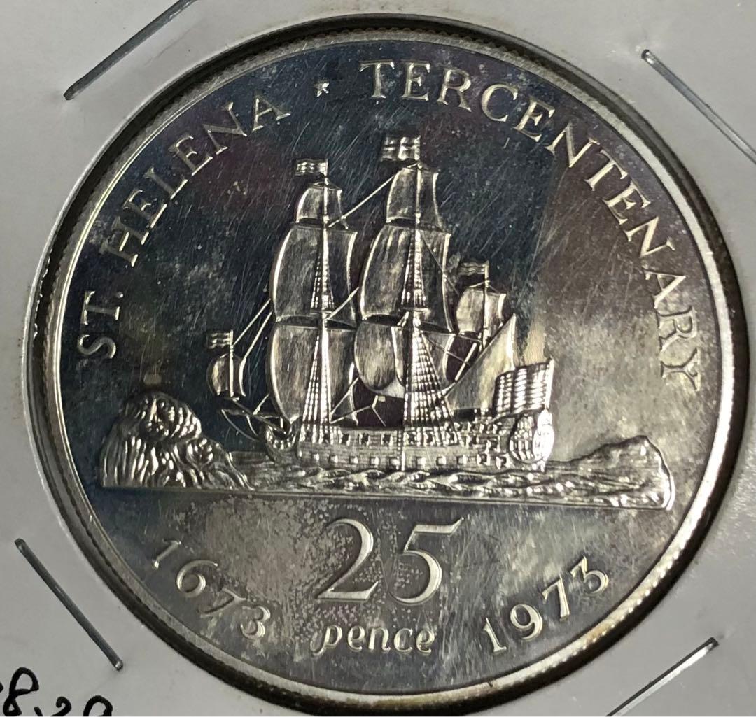 セントヘレナ島25ペンス銀貨西暦1973年￼