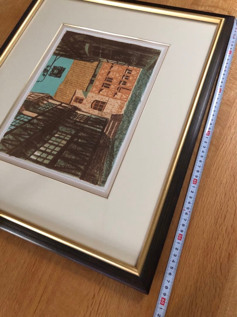 東山魁夷　覆製リトグラフ「オールフスの古い町」古き町にて〜北欧紀行より