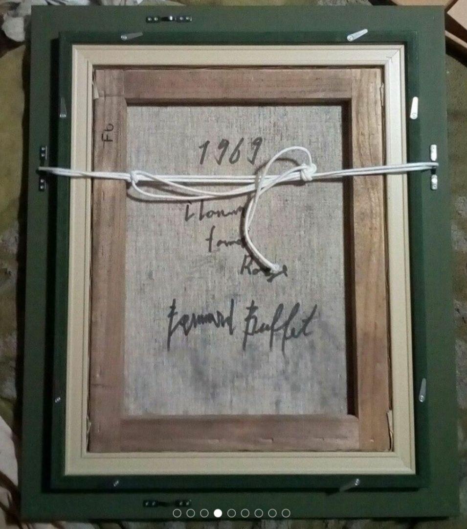 作者不明模写ベルナールビュッフェ赤い背景のクラウン複製画中古F6油彩