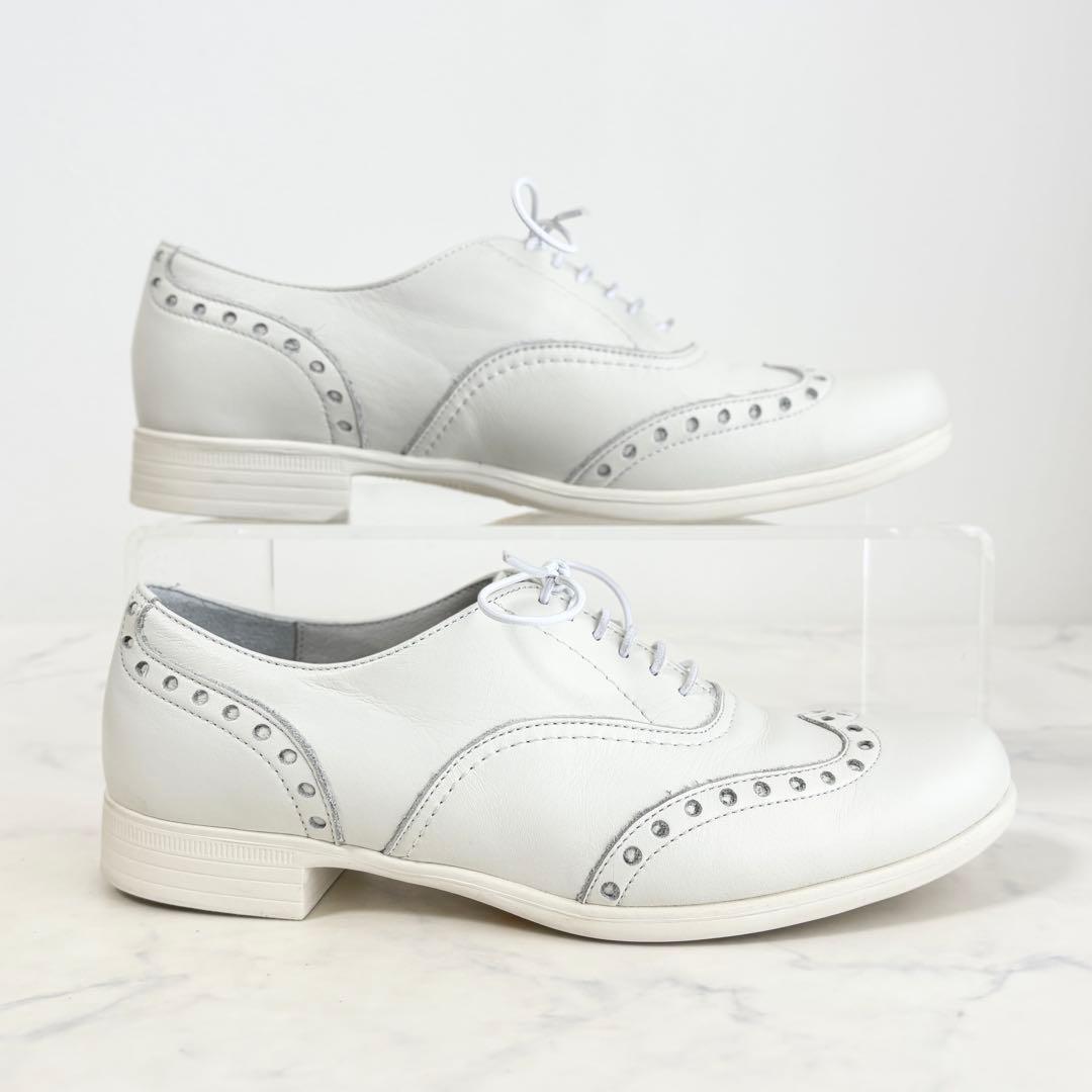 美品 ショセ 37 TR-004 ウイングチップ レザーシューズ ホワイト