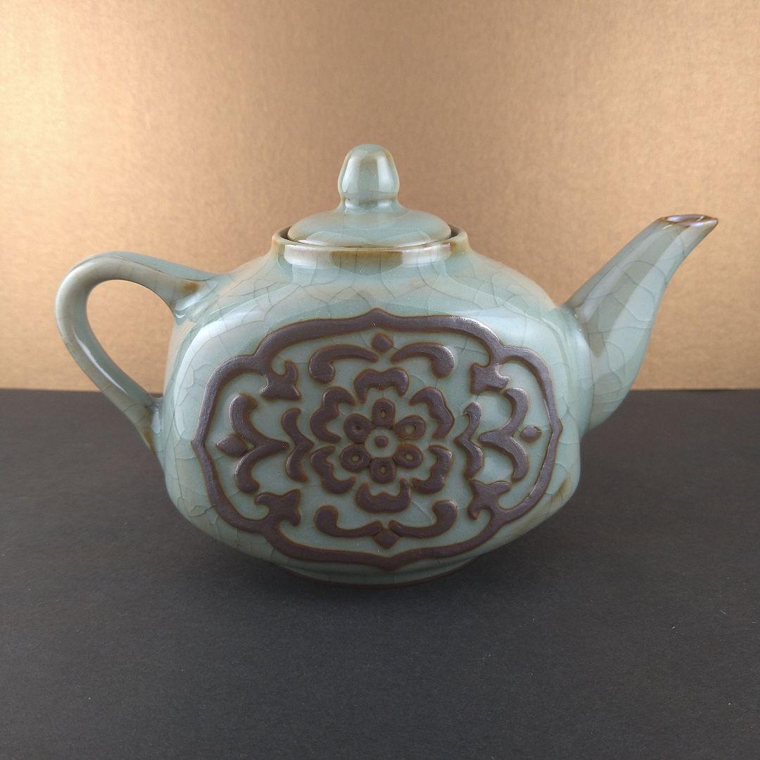 中国　人間国宝　毛正聪　毛正聡　竜泉青磁　茶壺　中国茶器　急須