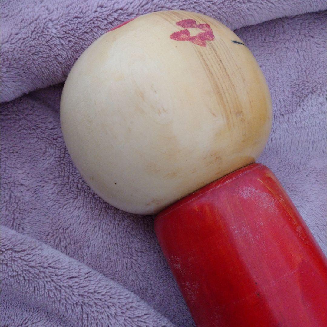 白峯 作 創作こけし 大きいサイズ レトロ 梅童 青 赤 ペア2体セット