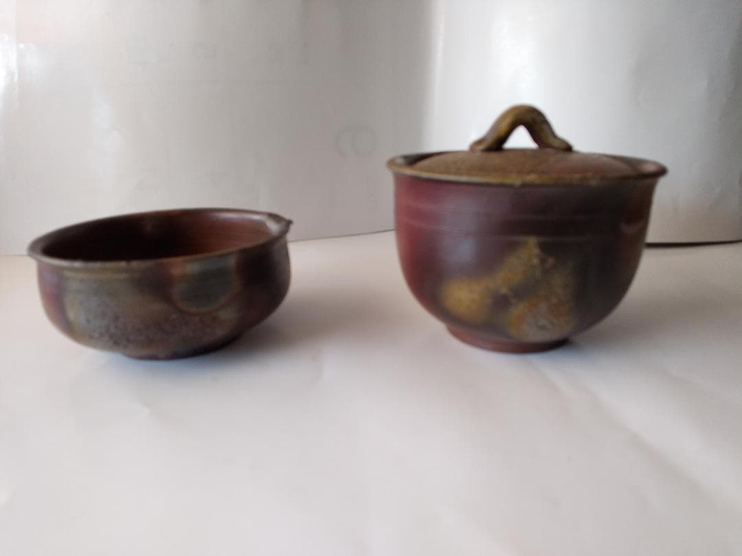 備前焼 木村陶峰 茶器 備前宝瓶 宝瓶 湯冷まし 茶杯 共箱 新品 未使用