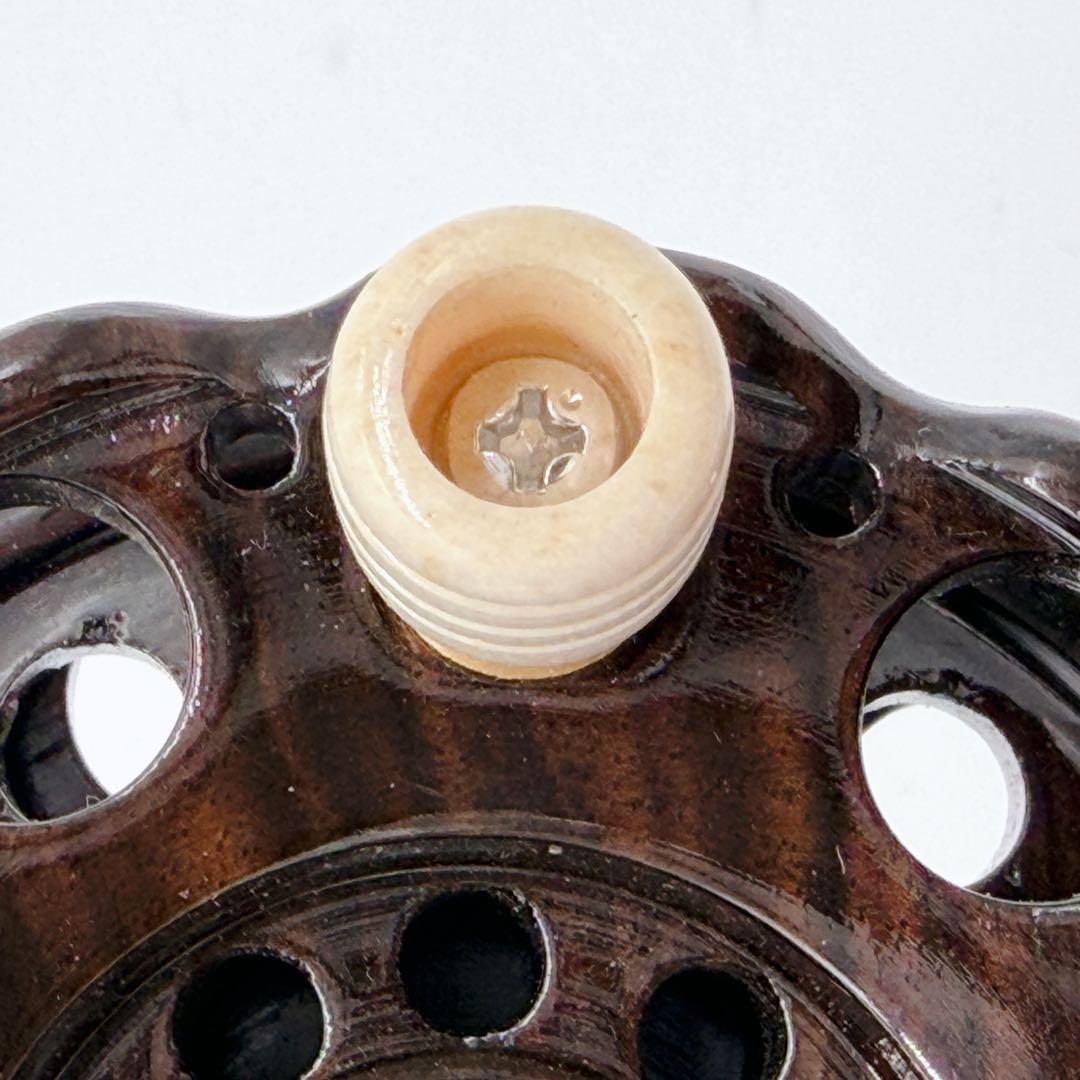 希少 重利作 タイコリール ヘチリール 木製 クラシック レトロ ダークブラウン