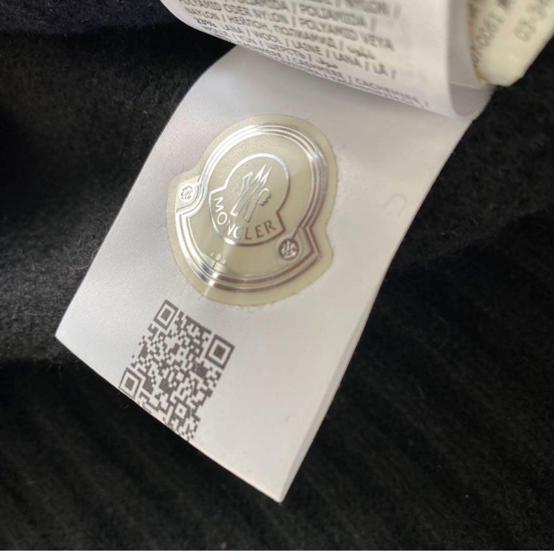 モンクレール モヘヤ混 ニット ロゴ ワッペン 刺繍 ネイビー ボタン セーター