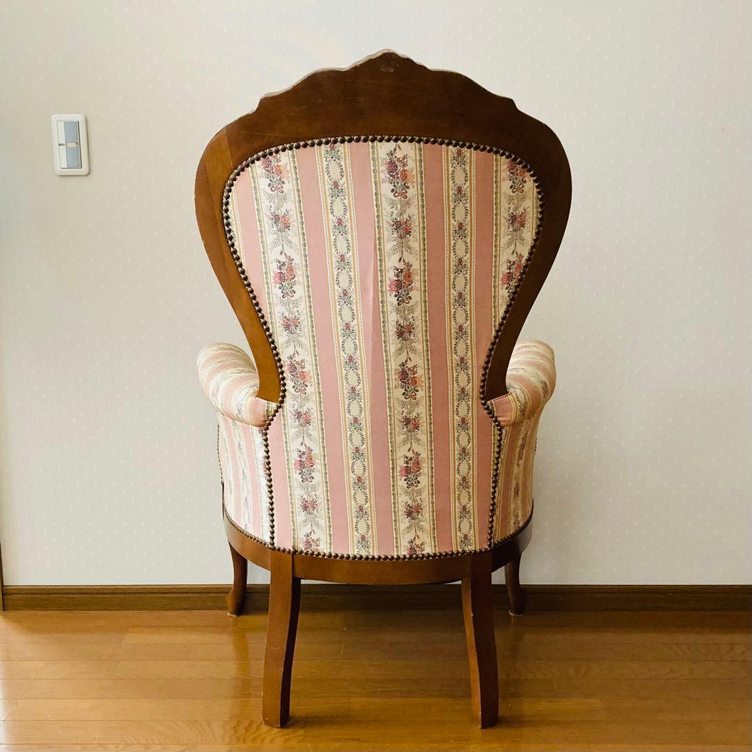 ꧁姫家具꧂ ロココ様式　木製花柄アームチェア　一人掛けソファー　猫脚　シングル